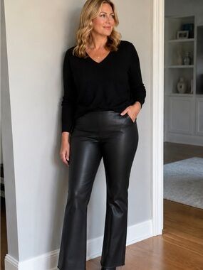 DC Collection Genuine Leather Bootcut Pants Black